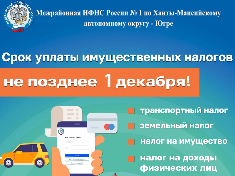 1 декабря - срок уплаты имущественных налогов за 2024 год