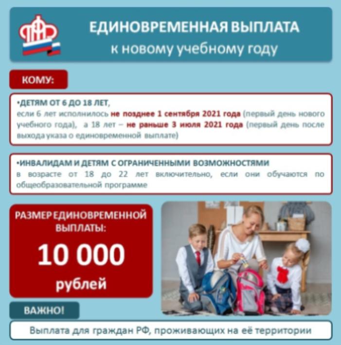 Школьникам — по 10 тысяч к учебному году