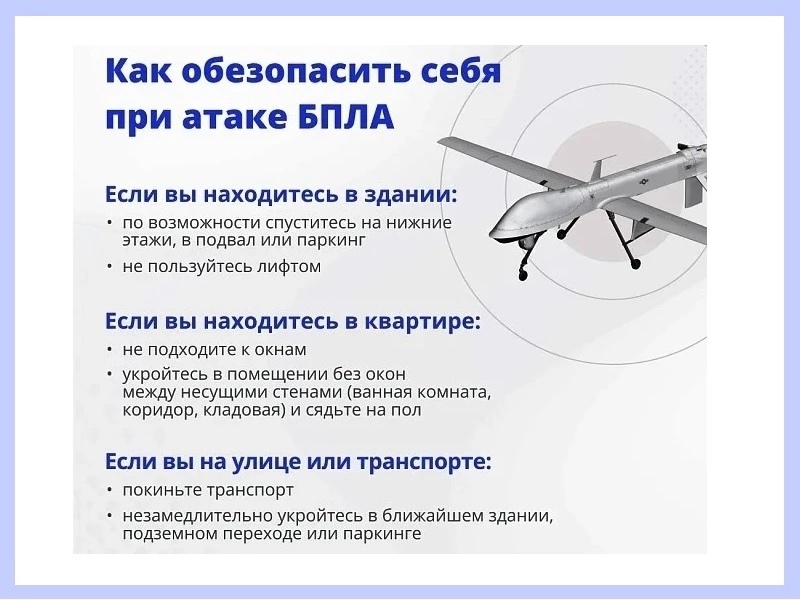 Памятка при угрозе атаки БПЛА